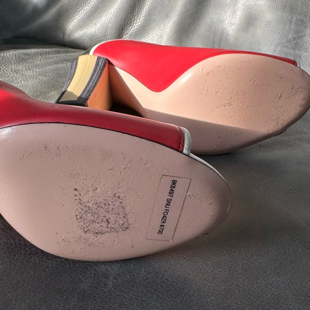 Fendi multi color scallop open toe wooden heel red - Picture 8 of 8